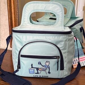 Life Is Good Cooler Bag-light green. LIFE IS GOOD logo & picture Fits 16-24 cans